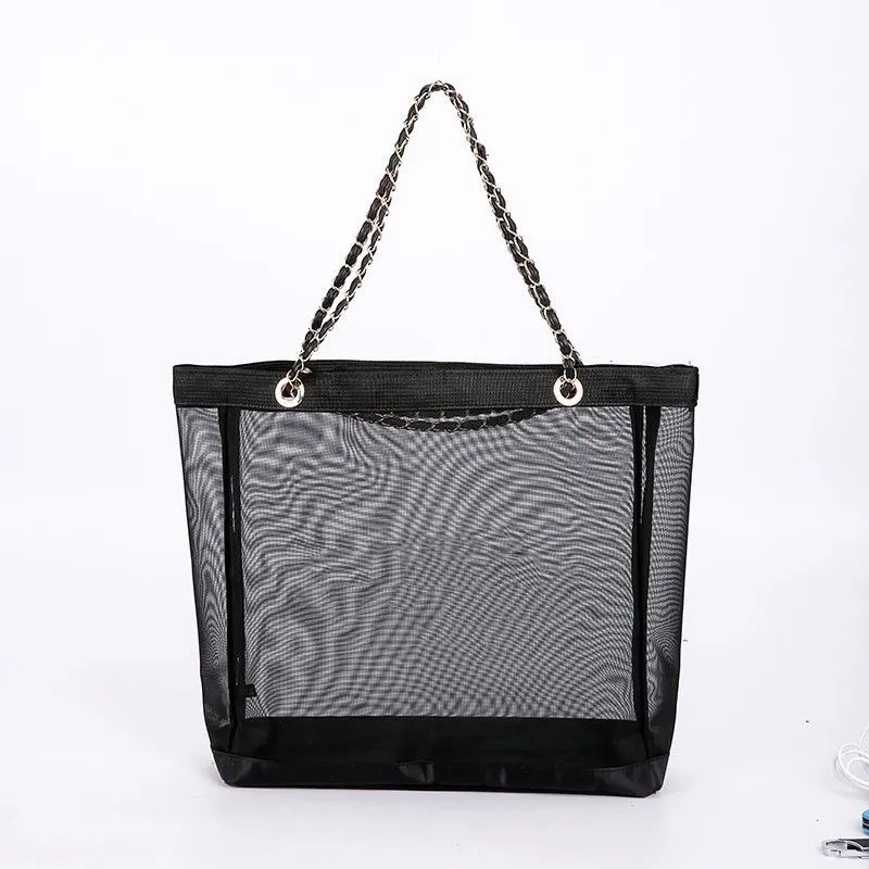 

Brand Fashion Women Shopping Bag Luxury Tote High Quality Mesh Bag Shoulder Bag For Ladies Summer Beach Bag Retro Handbagswallet