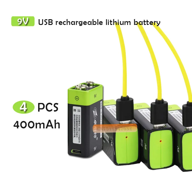 Аккумуляторная батарея ZNTER S19 9 В 400 мАч литий-полимерная + кабель 1USB 4 шт. |