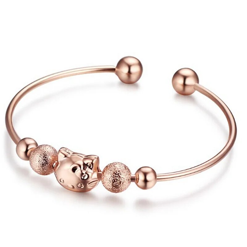 

Серебряный браслет Sanrio, розовое золото, открытое искусство, Мультяшные комиксы, браслет Hello Kitty, кошки, регулируемый размер