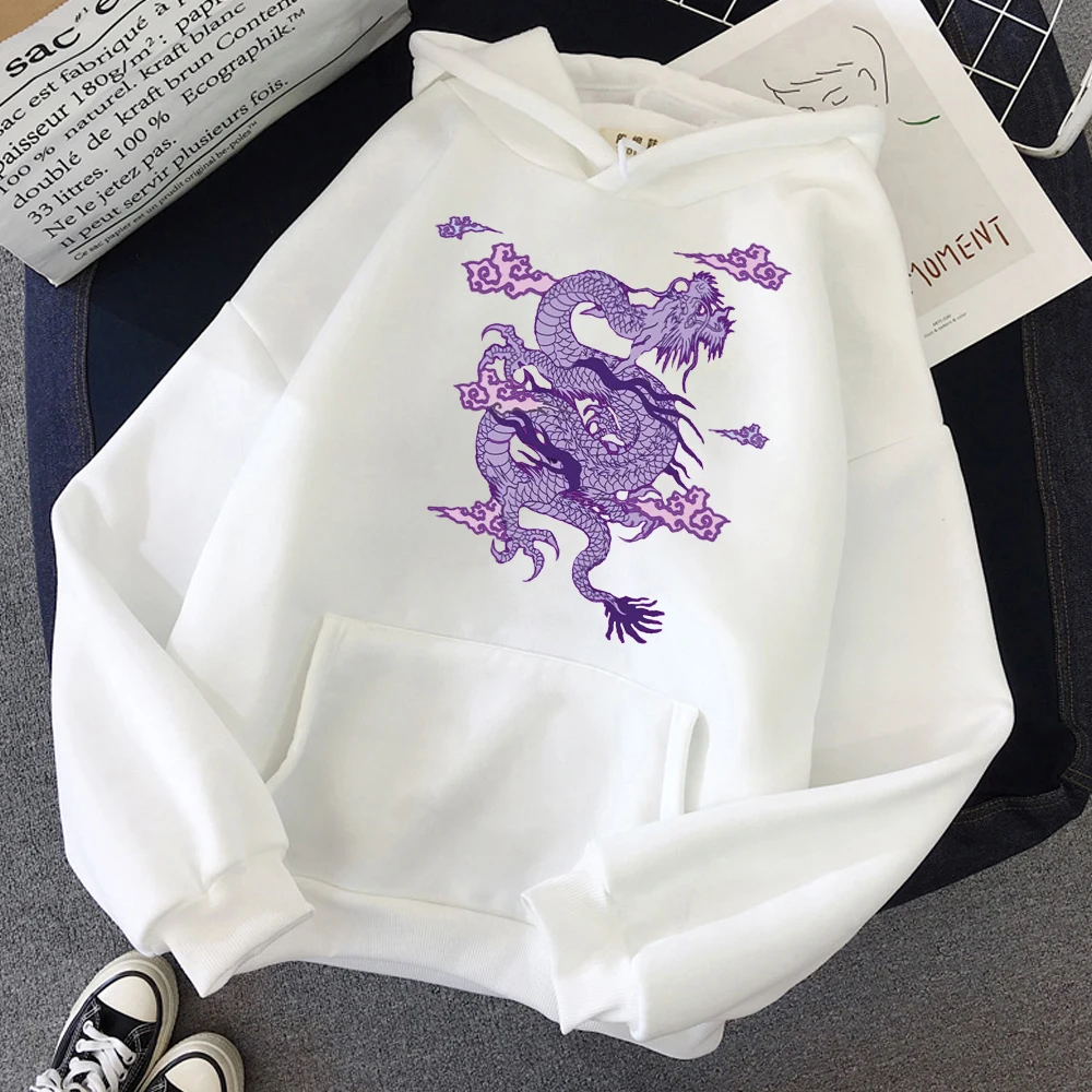 Chinese Dragon Print Hooded Winter Streetwear Hoodie Women Sweatshirt Clothes Women Oversized Sweetshirt Harajuku Vintage Hoodie