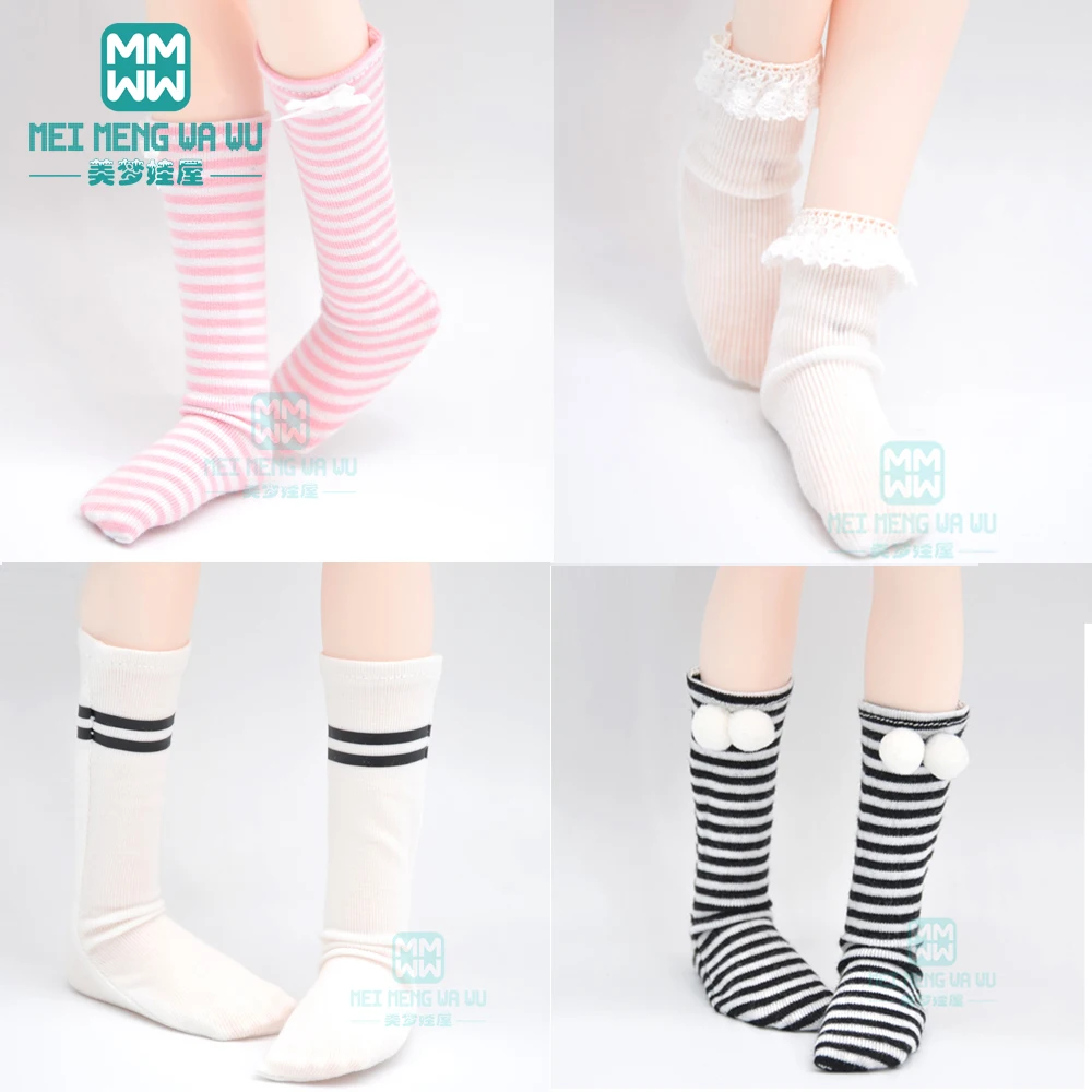 Аксессуары для куклы подходят 1/6 1/4 1/3 BJD MSD YOSD MYOU SD13 SD10 розовые полосатые носки