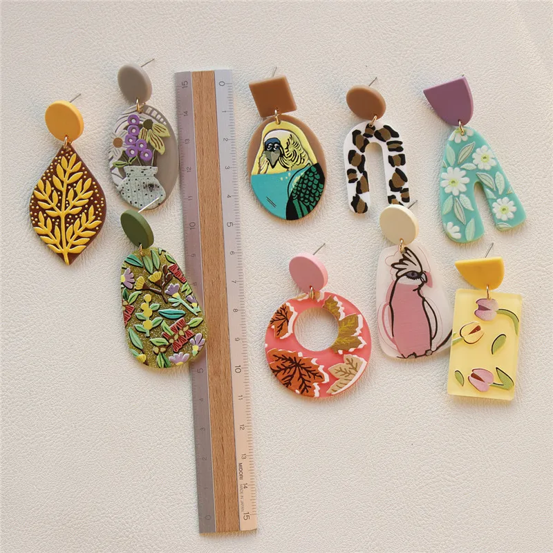 Женские яркие серьги AOMU в Корейском стиле разноцветные акриловые геометрические