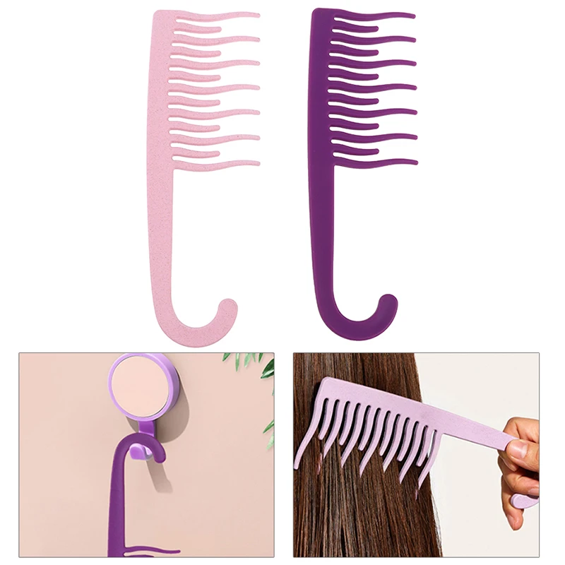 

1PC Wide Tooth Comb Salon Hairdressing Shower Comb Wide Tooth Wet Hair Brush Comb With Hook Hair Styling Tool