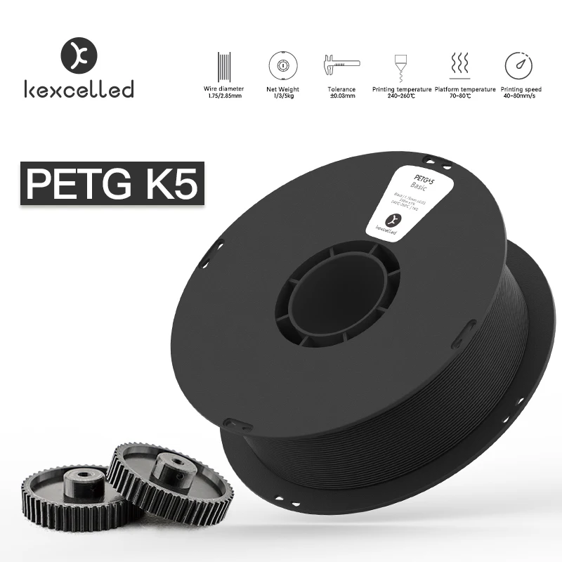 

3D Printer filament PETG 1.75/2.85mm 3D Printing Material 1KG/2.2lbs Adhesive strips Plastic silk Kexcelled Consumables