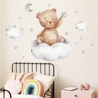 cartoon bear cloud wall stickers for kids rooms baby boys girls room bedroom decor nursery wallpaper star kids room decoaration