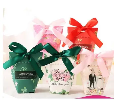 20 шт./лот белое платье невесты с зеленой лентой вечерние свадебные подарочные