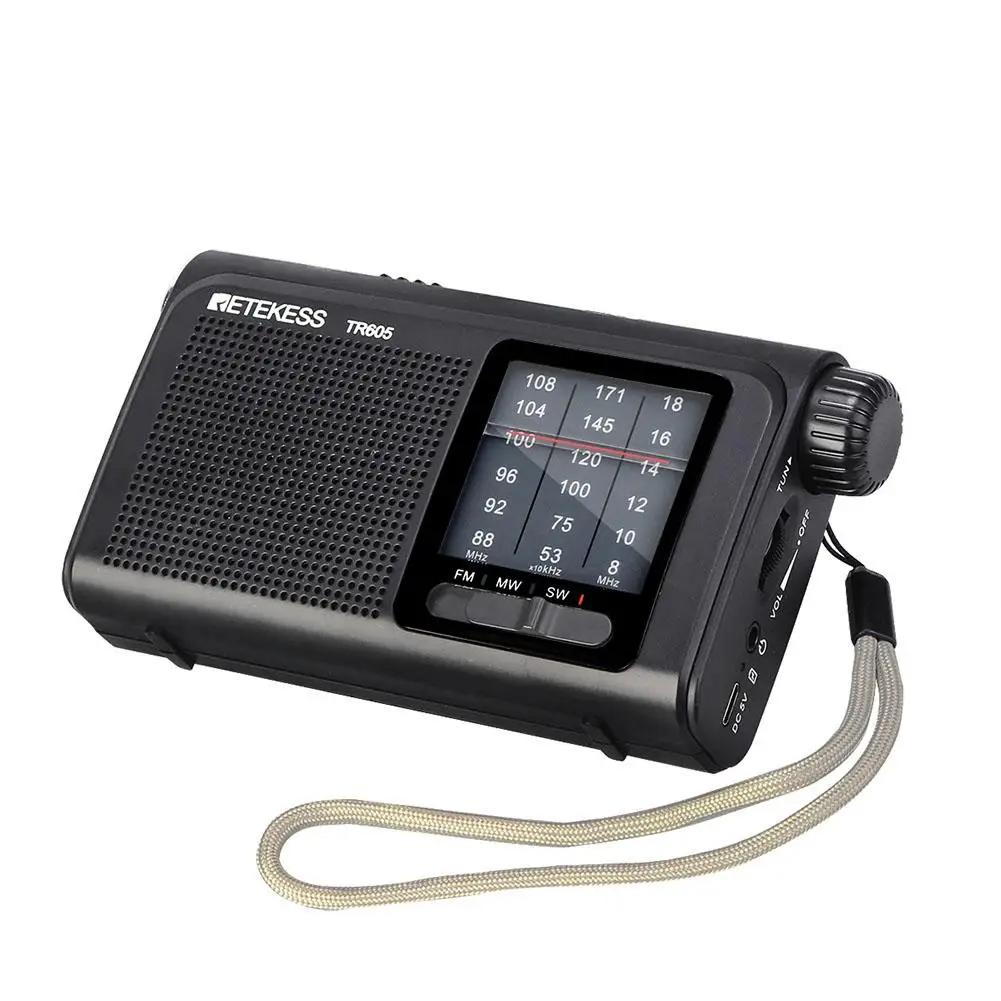 Retekess TR605 портативный 3 диапазона FM/MW/SW FM беспроводной приемник радио антенна аварийный фонарик