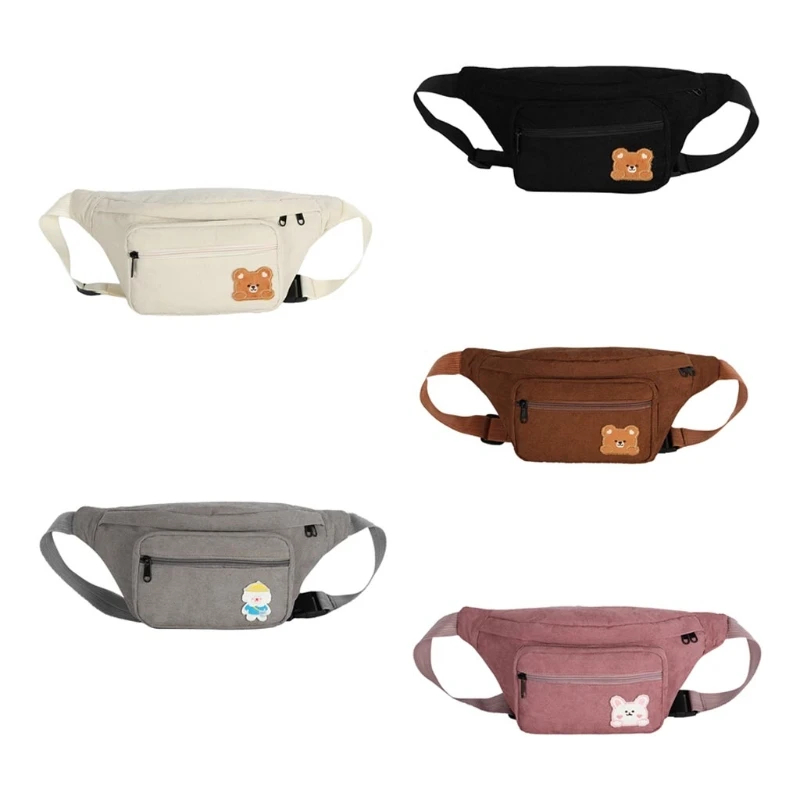 

Cute Bear Corduroy Waist Bag Zipper Chest Bag Sport Travel Girl Belt Bag Fashion