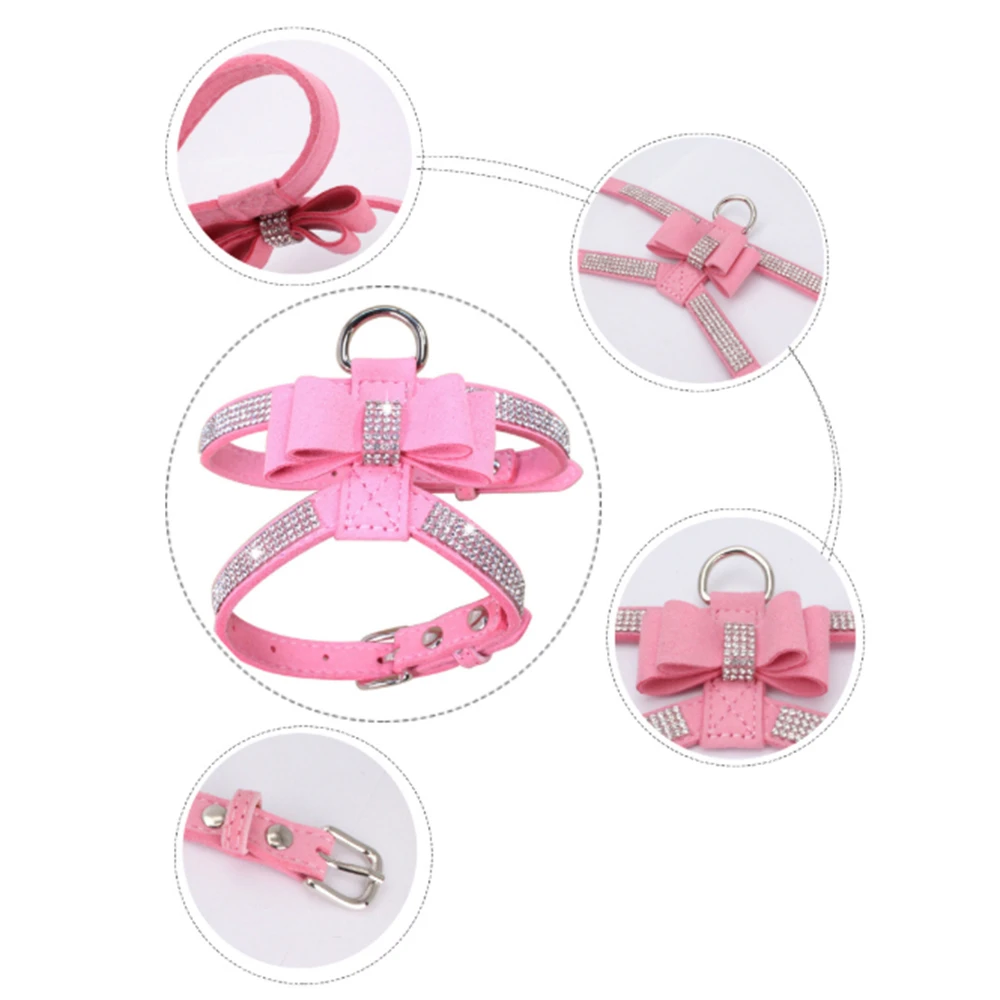 Блестящие стразы бархатная шлейка для собак поводок с бантом маленьких щенков