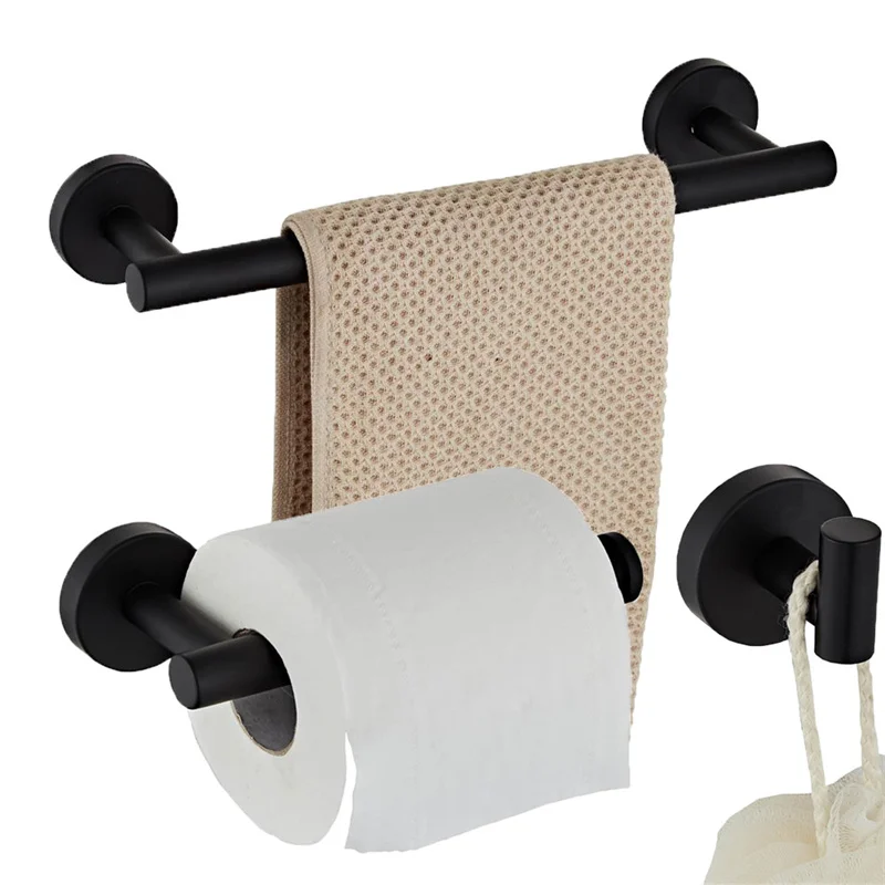 

WETIPS Black Toilet Paper Holder Porte Rouleau Papier Wc Rolhouder Noir Roll Paper Towel Holder Black Toilet Towel Shelf Set