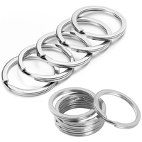 20pcslot stainless steel key ring key chain ring 152023252830 mm steel round flat line split ring diy keychain findings