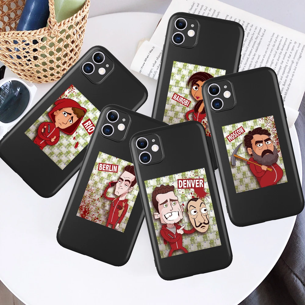

New Cartoon Cute Spain TV Money Heist for IPhone 13 12 Pro Max 5 6 6S 7 8 SE 2020 Plus X XS XR 11 Pro Max Phone Case Coque Funda
