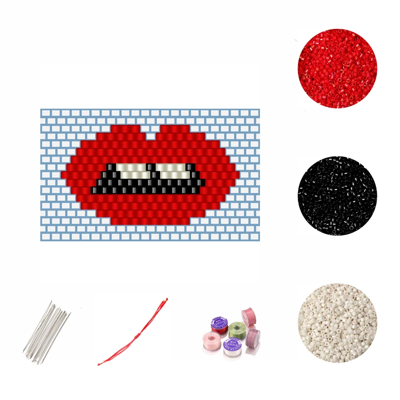 

FAIRYWOO Red Rope Bracelet Sexy Lip Charms Bracelet DIY Bangles Kit Miyuki Jewelry Mking kit For Women Accessories Wholesale