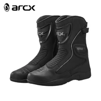 arcx men motorcycle boots cowhide leather ankle protection mid calf racing riding shoes black stylish motorcycle accessories