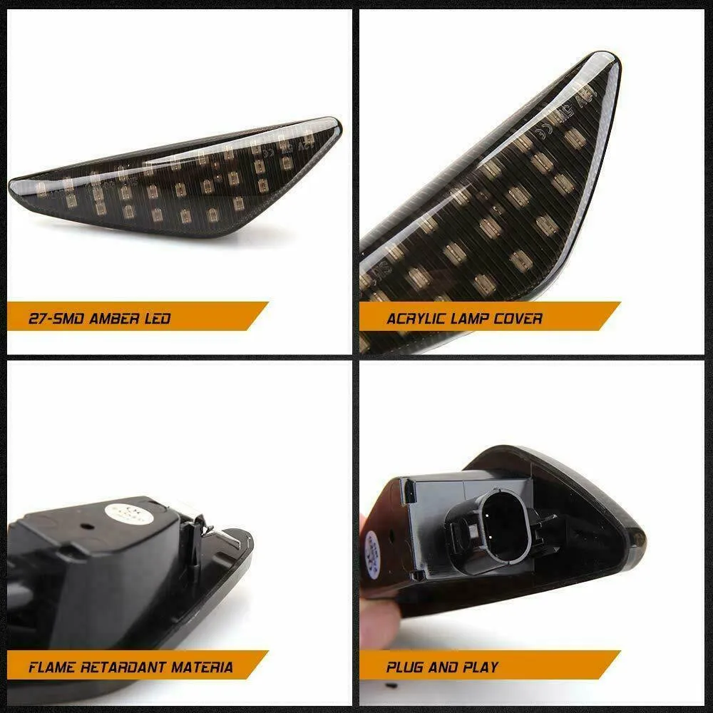 

Smoked Led LED 2pcs Side Marker Light Accessories Fender For BMW X5 E72