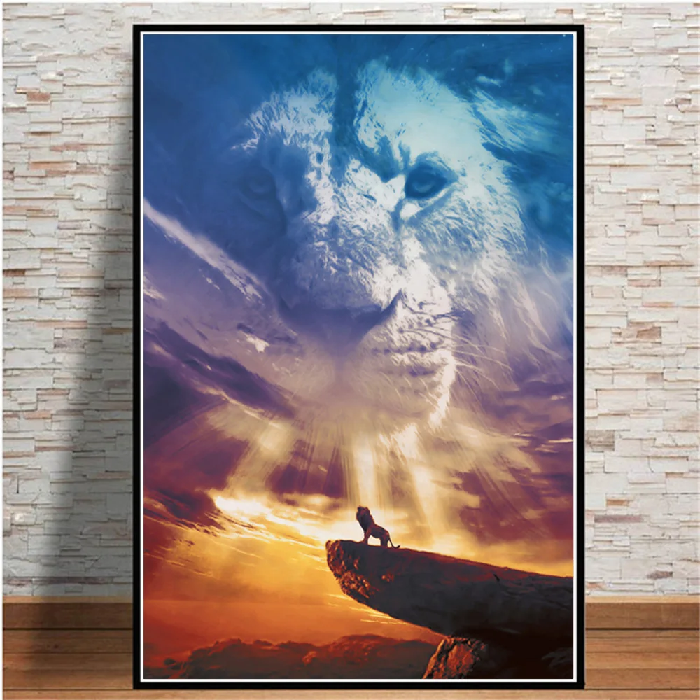 

Modern King Of Lion On Sky Canvas Painting Wall Art Home Decor Animal Movie Poster Pictures Decoration For Living Room