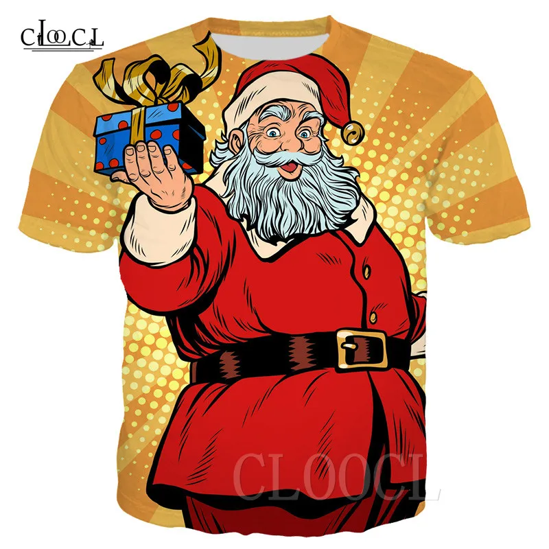 Футболки с Санта Клаусом Счастливого Рождества Харадзюку большие размеры