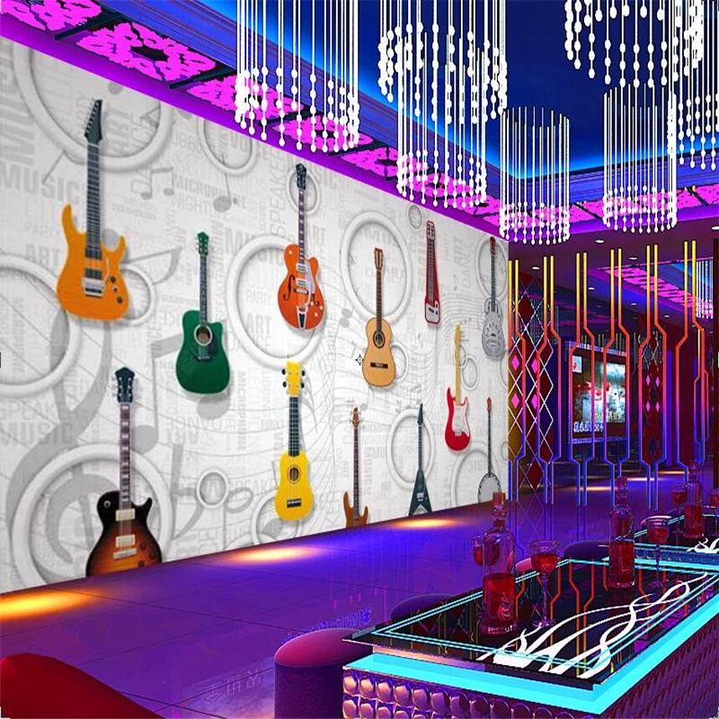 beibehang Custom papel de parede 3d KTV guitar music wallpaper Bar decoration Personality mural painting photo wall paper house