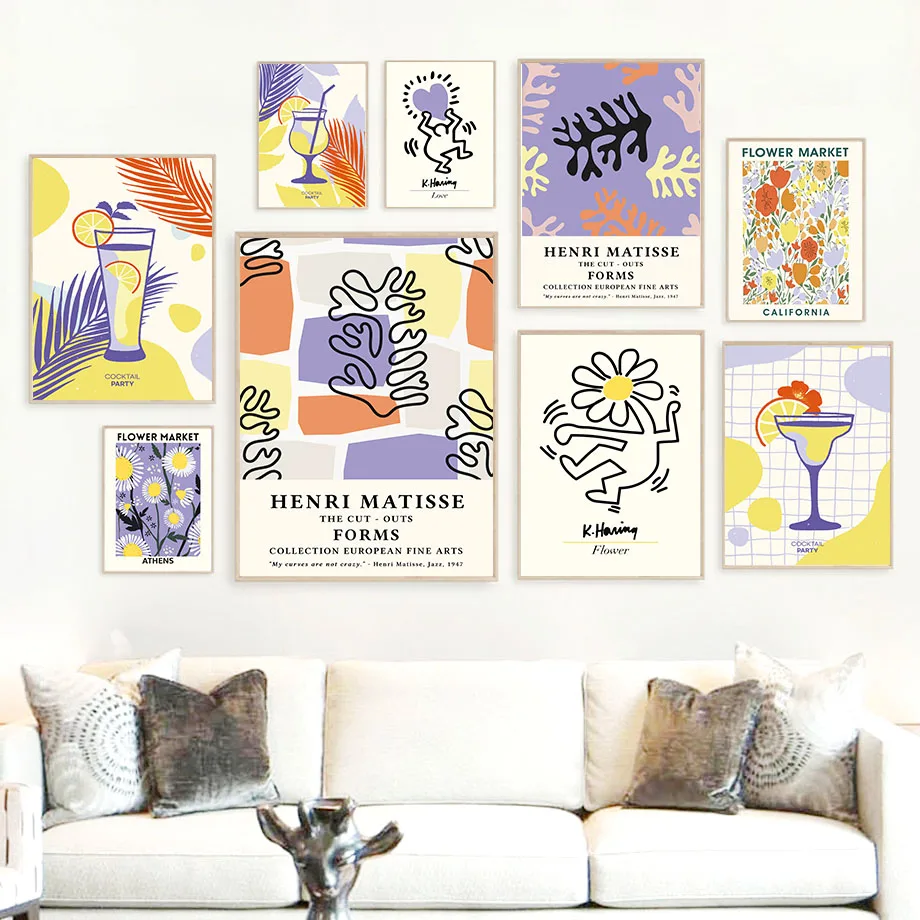 

Matisse Flower Market Cocktail Coral Nordic Posters and Prints Wall Art Canvas Painting Abstract Pictures for Living Room Decor
