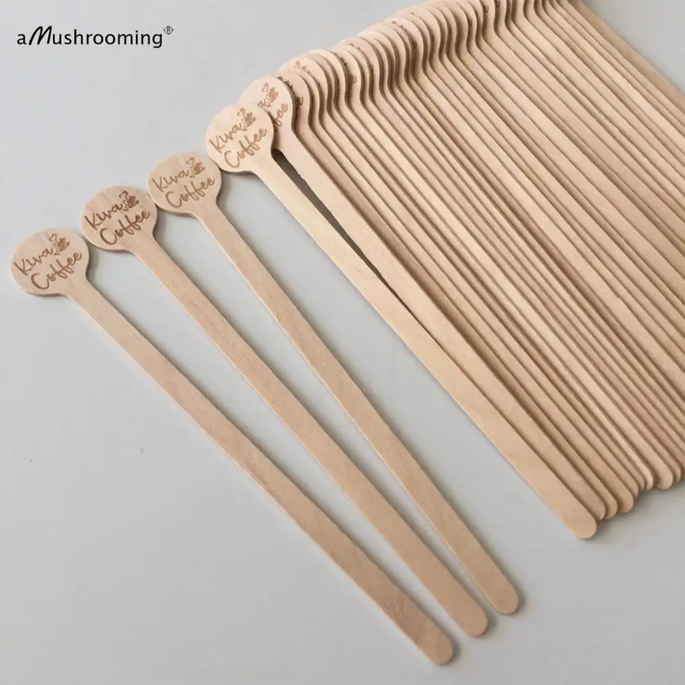 100 шт. индивидуально выгравироанные надписи круглые деревянные перемешиватели