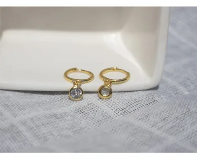 Серьги из стерлингового серебра 925 пробы, Модный Циркон, круглый короткий кулон, круглые серьги, тренд кости, дикие женские серебряные серьги, ювелирные изделия - Окраска металла: 1 pair gold 9 mm