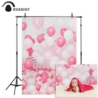 allenjoy kids photography background indoor room pink white balloons welcome baby girl birthday backdrop photo studio photocall