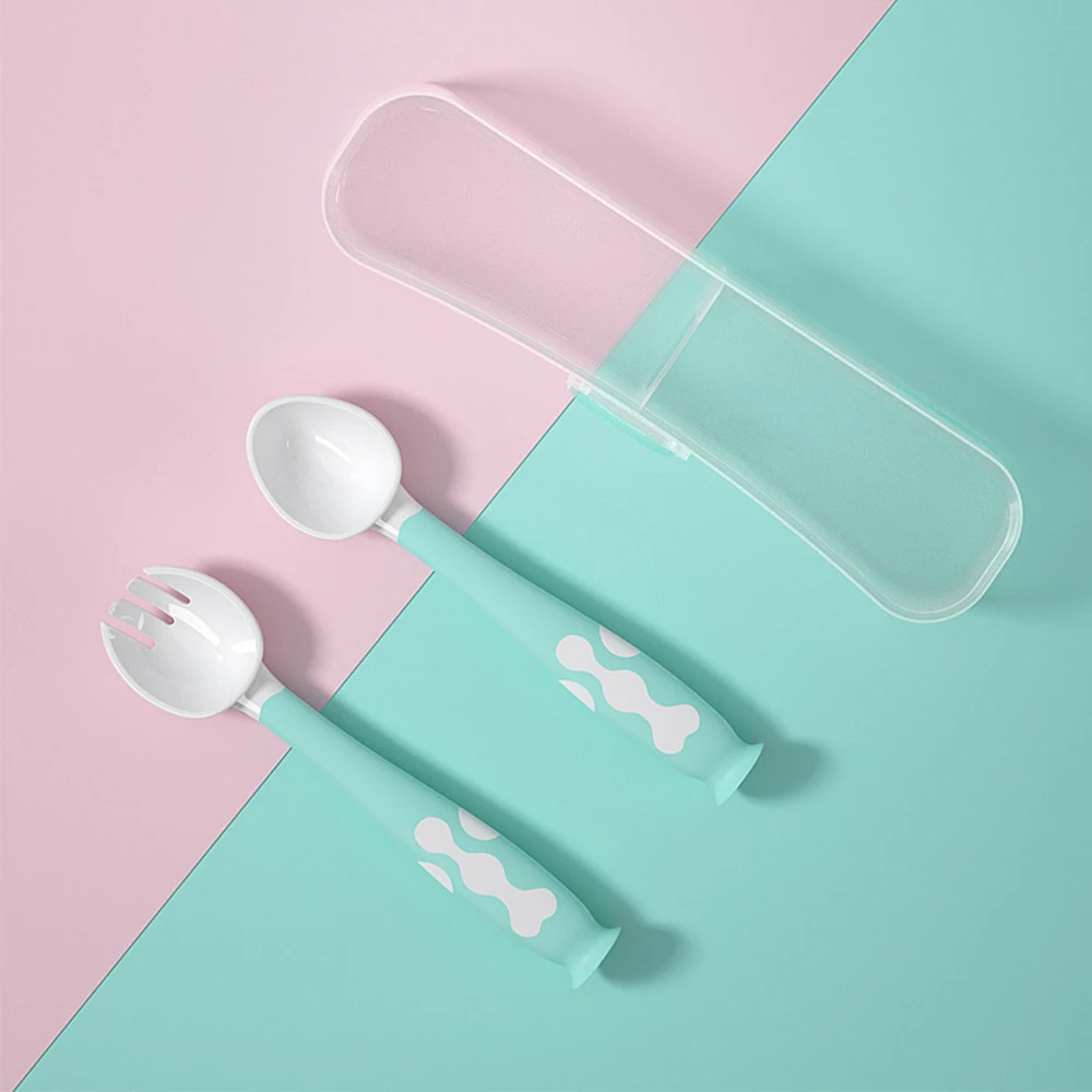 

2pcs/Set Baby Gadgets Tableware Children Utensil Toddler Dinnerware Cutlery Cartoon Infant Food Feeding Spoon Fork