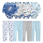 Комплект хлопковой одежды для маленьких мальчиков от 0 до 12 месяцев, комбинезон + штаны, Одежда для новорожденных девочек, осенняя одежда с длинными рукавами, 68 шт.