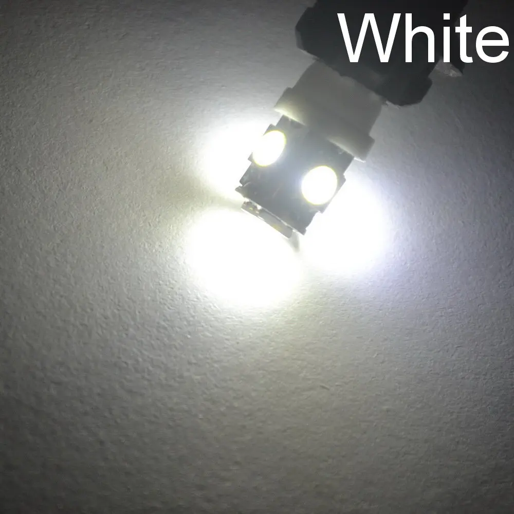 10 шт., Автомобильный светодиодный светильник T10 W5W 5050 5SMD, белый, красный, синий, клиновой светильник 168, 194, 192, DC 12 В, лампы для номерного знака, габаритный светильник, лампа для чтения, купольная лампа - Испускаемый цвет: White