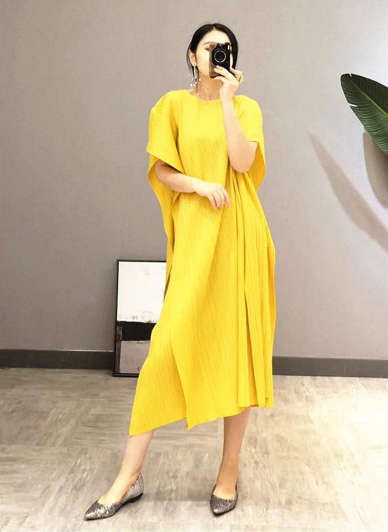 

Лидер продаж, модное однотонное асимметричное свободное платье с круглым вырезом и коротким рукавом