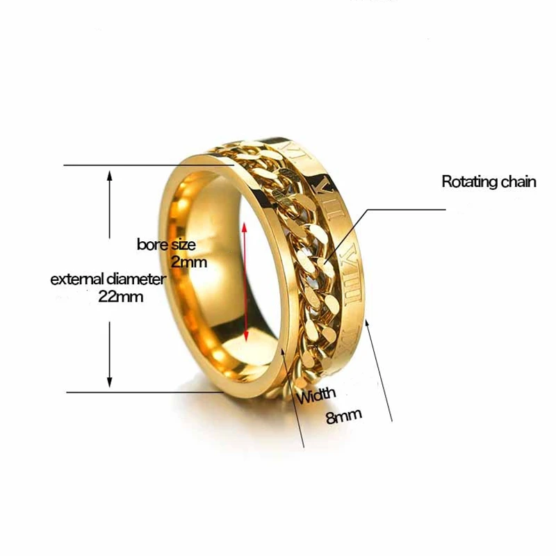 8 мм новые кольца из нержавеющей стали с римскими цифрами золотые черные крутые в