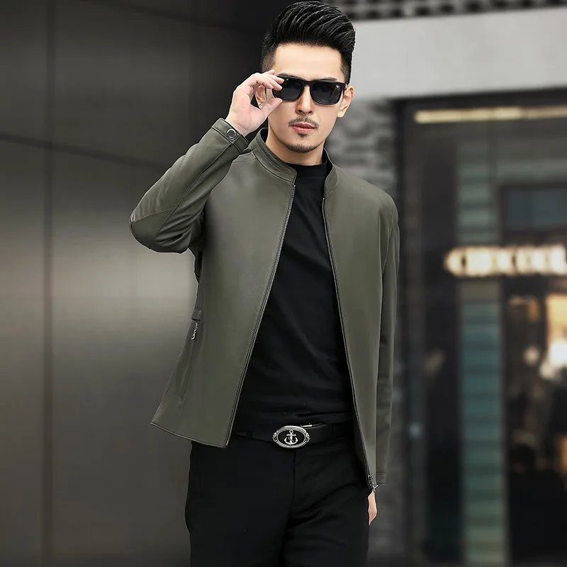 

Pocket man autumn winter new style youth popular casual leather jacket leather jacket men's coat stand collar