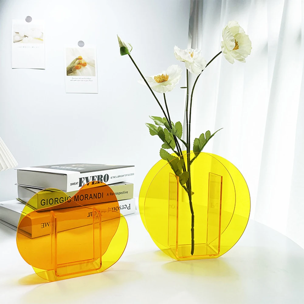 

Acrylic vase 3D Geometry ваза для цветов Acrylic Flower Pot Nordic Flower Wave Shape Not Fragile Flower ваза Holder Home Decorat