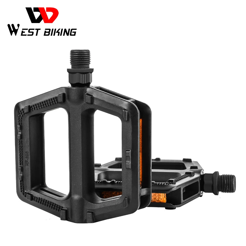 

WEST BIKING 1 Pair High Quality Portable MTB Bike Bicycle Pedals Plastic Road Bike Double DU Pedals Cycling Mountain Bike Parts