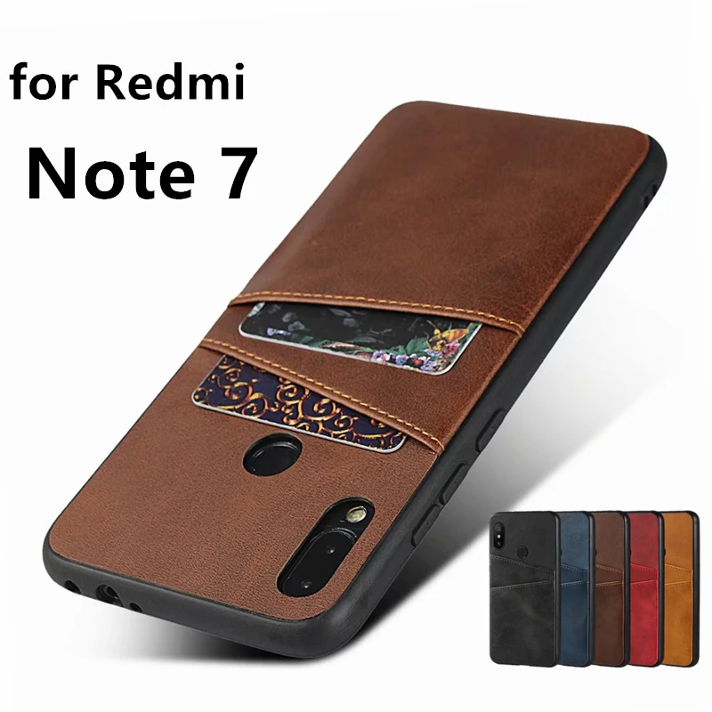 Премиум чехол из искусственной кожи для Xiaomi Redmi Note 7 / (Pro) кошелек и слоты карт