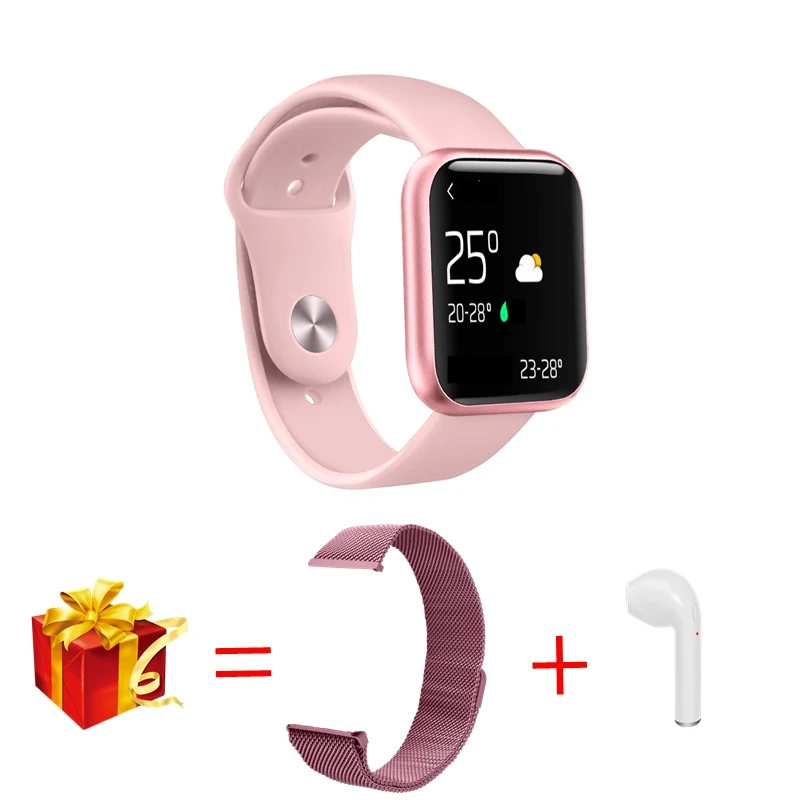 P80 pink add H P68, P70, улучшенная версия, P80, Смарт-часы для женщин, IP68, водонепроницаемые, умные часы, пульсометр, кровяное давление, для IPhone, samsung, huawei - Цвет: P80 pink add H