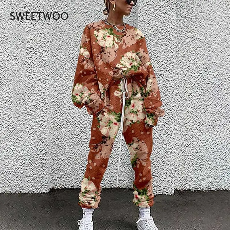 

Spring Women's Street Tie-Dye Loose Sportswear Casual Wear Casual Two-Piece T-Shirt Top and Jogging Suit