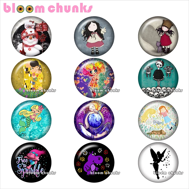 

girl fairy angel Round photo glass cabochon demo flat back Making findings 12mm/18mm/20mm/25mm B4553