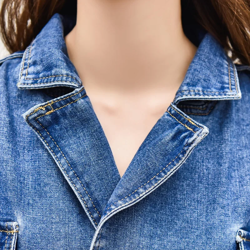 Комбинезон женский джинсовый с высокой талией винтажный синий комбинезон из