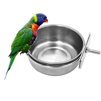1pcs birds feeders parrot stainless steel cups container with food bowl for macaw greys parakeet cockatiel bird cage accessories