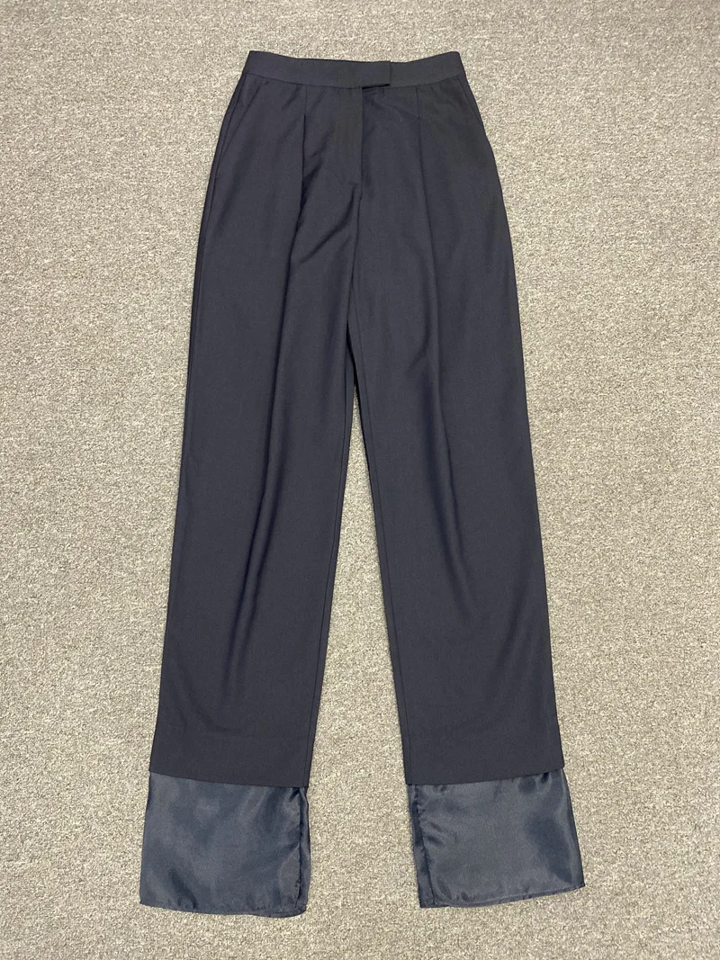 

Stitching Mesh Long Pants Women's High Waist Spring Summer 2021 Office Lady Casual Trousers