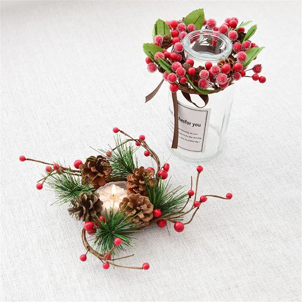 Christmas Wreath Pine Cone Rattan Christmas Door Decoration Bell Pendant Diy New Year Thanksgiving Christmas Wreath Decorations