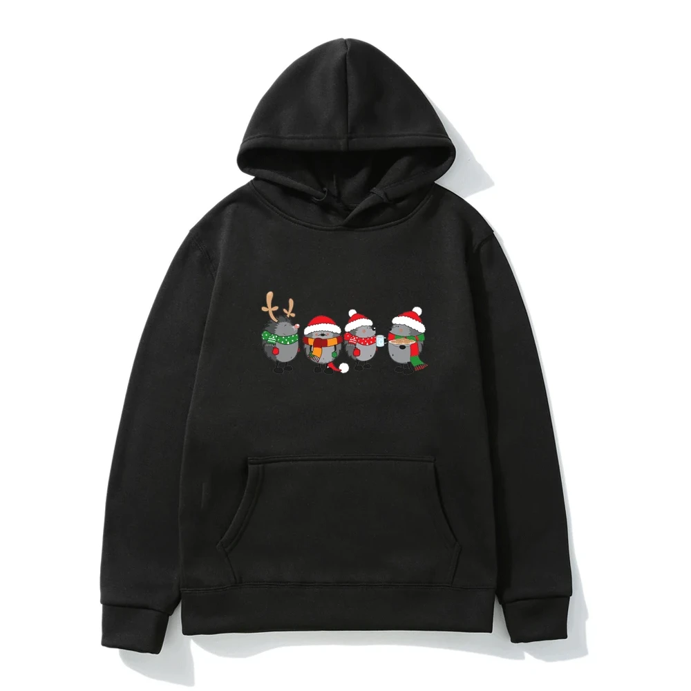 

Christmas Hedgehogs Print Hoodie Men Women Teen Trend All-match Pullover Boys Girl Autumn/Winter Tracksuit Hooded Sweatshirt Man