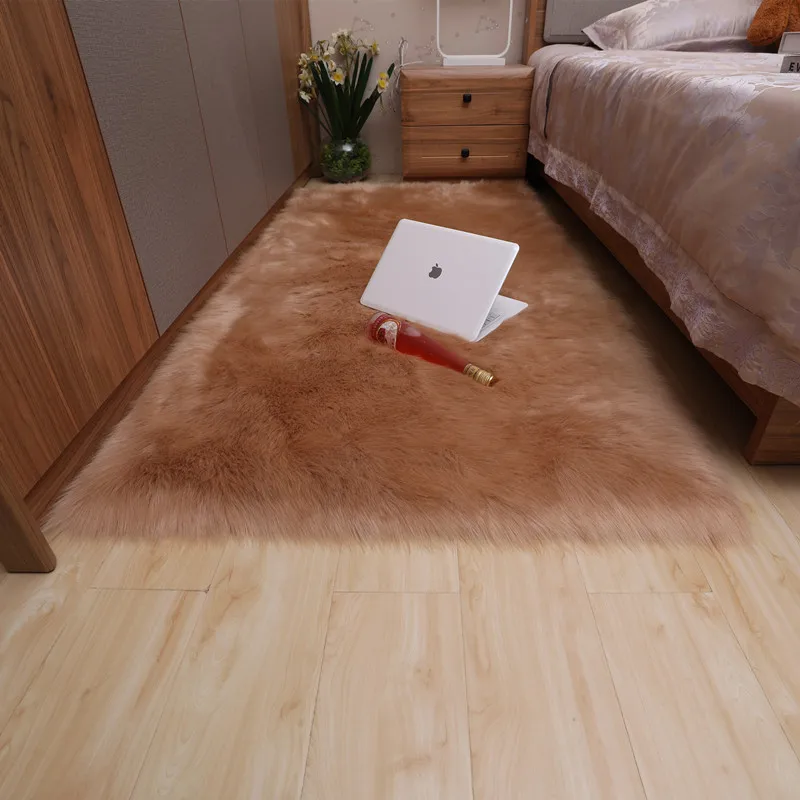 

Plush Soft Sheepskin Bedroom Living Room Carpet White Pink Red Home Rug Fluffy Pad Long Hair BedsideFloor Mat Sofa Cushion