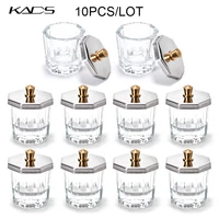 10pcs acrylic crystal clear nail cup acrylic powder liquid glass dappen lid dish bowl jars holder container nail art tool