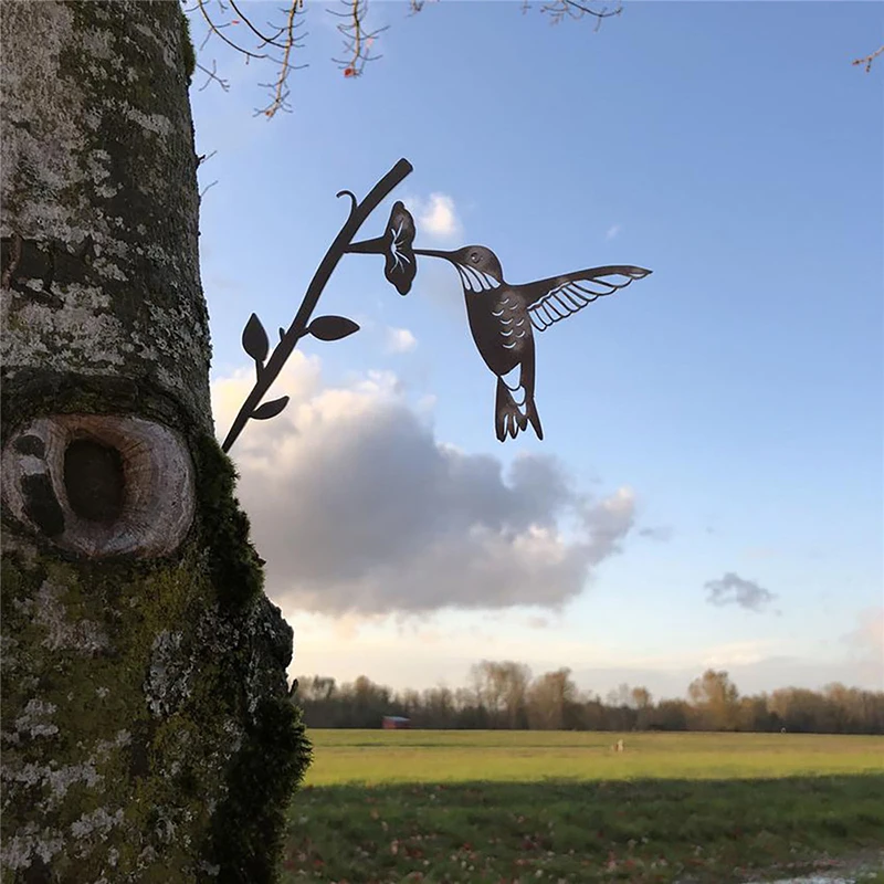 Металлические украшения в виде птиц искусство на дереве металлический двор