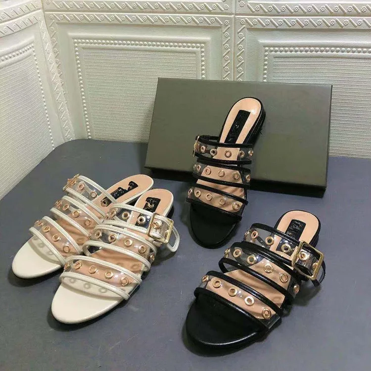 

Shoes Women Rubber Flip Flops Slippers Flat Slides Rivet Pantofle Soft Hawaiian 2021 Casual Bonded Leather Microfiber PU Basic