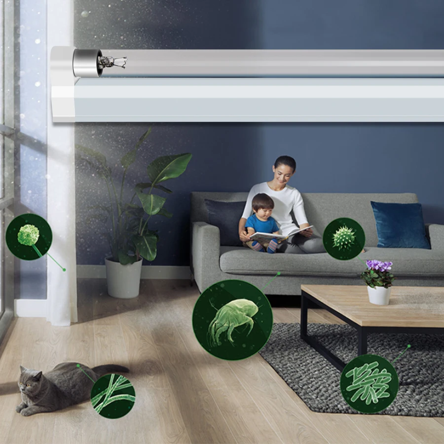 Ультрафиолетовая бактерицидная лампа T5 трубка с креплением UVC дезинфекция