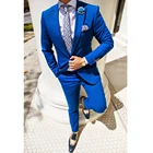 Мужские костюмы Королевского синего цвета, смокинг для жениха на заказ, костюм для вечеринки, мужской пиджак и брюки, 2 предмета