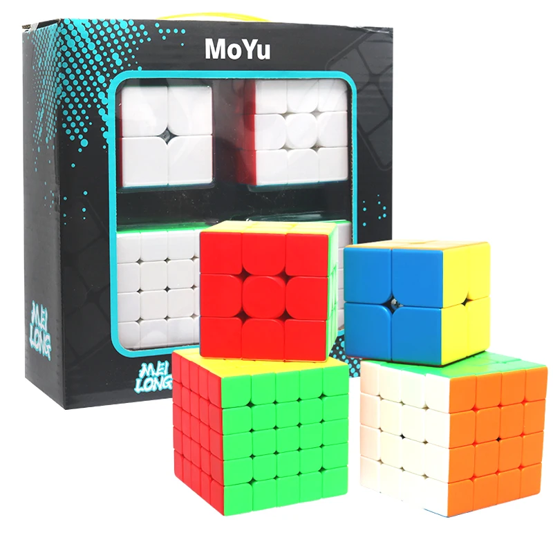 MoYu Cubing Cubo Caixa De Presente Em Sala de Aula 2x2 3x3 4x4 5x5 Velocidade Cubos Mágicos Profissional MeiLong 2pcs | 4 pçs/set Enigma Brinquedos Educativos